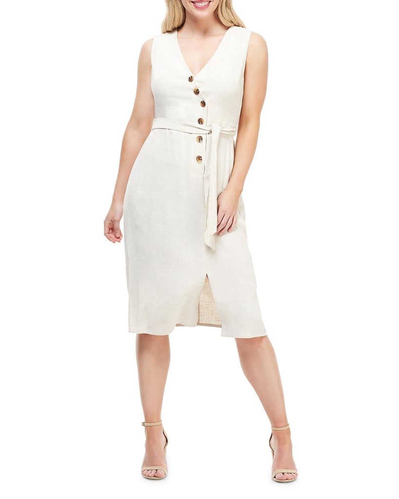 London Times Button Self-Tie Wrap Dress