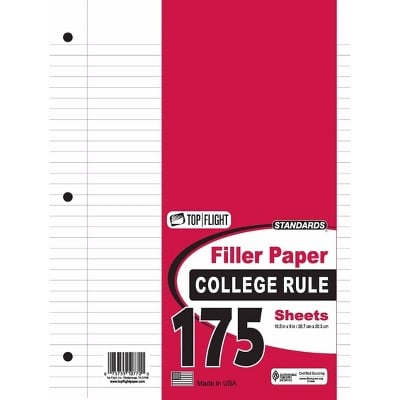 Top Flight 175 Sheet College Ruled Filler Paper