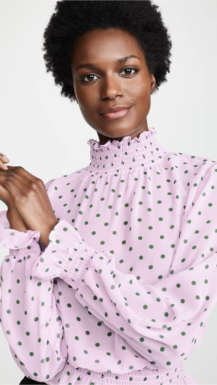 Polka dot store high neck blouse