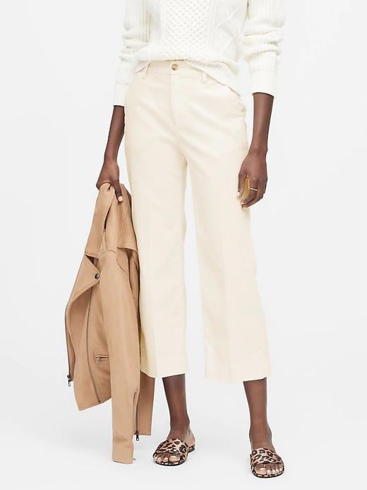 Slim Wide-Leg Corduroy Cropped Pant