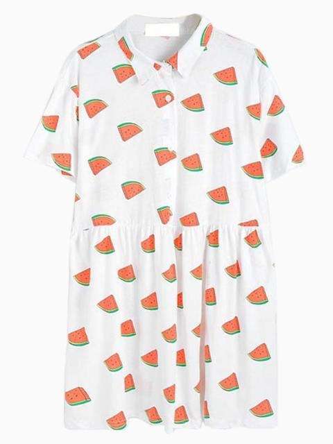 Choies Watermelon Pattern Shirt Dress