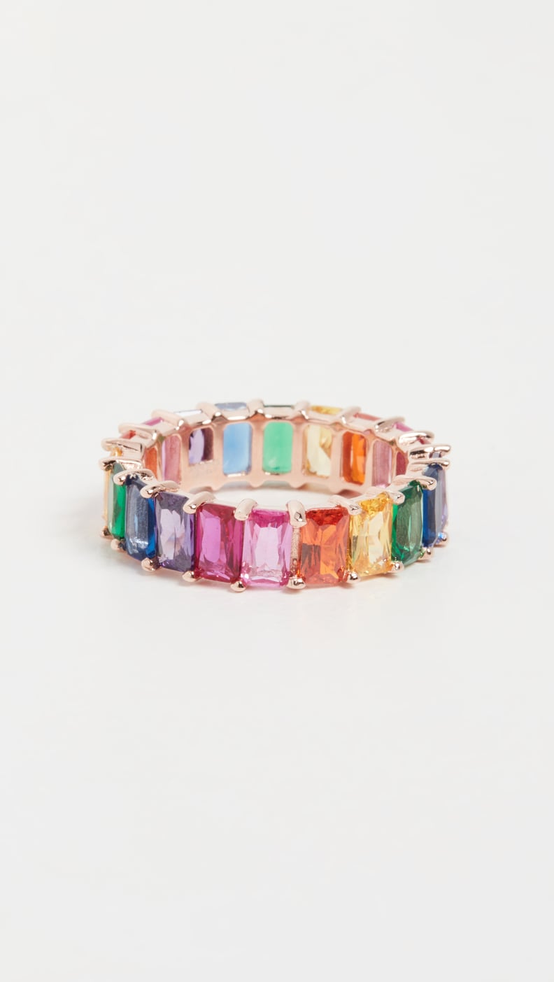 A Statement Ring: Adina's Jewels Rainbow Baguette Ring