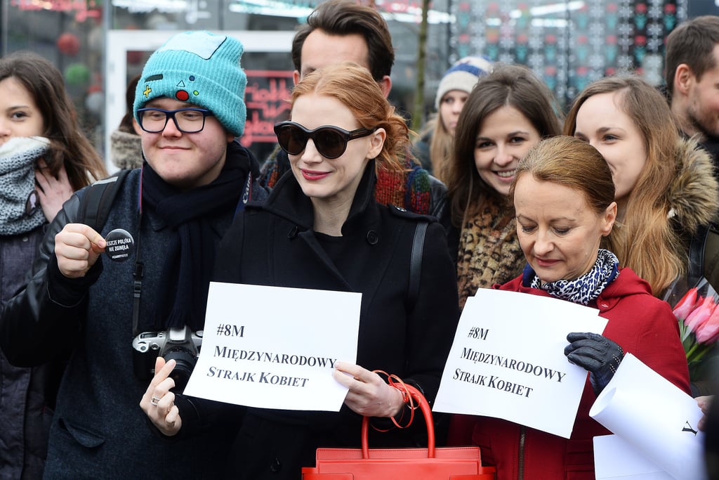 Jessica Chastain at Women's Rally in Poland March 2017