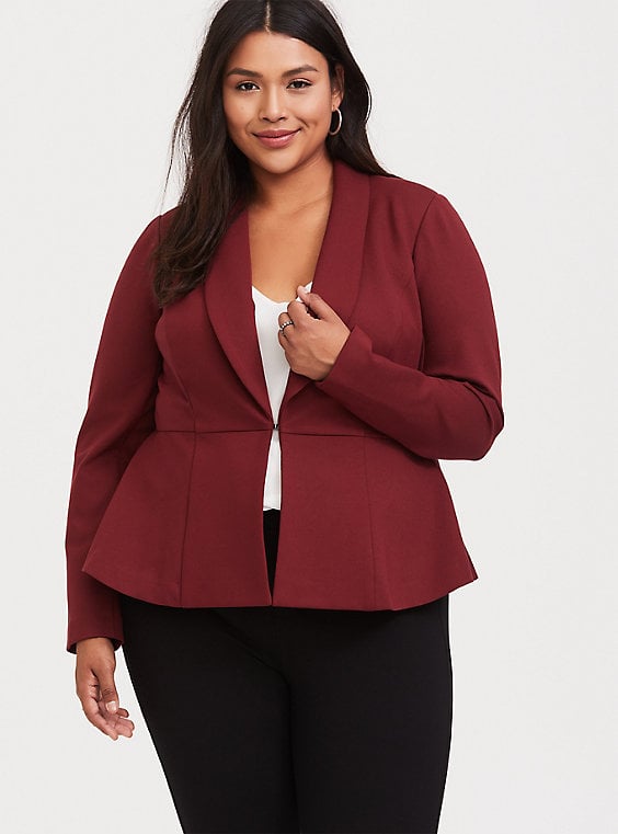 Torrid Dark Red Crepe Longline Blazer