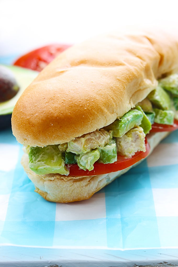 Skinny Chicken Avocado Salad Sandwich