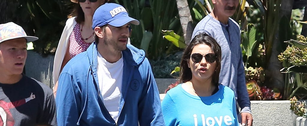 Ashton Kutcher and Mila Kunis at a Dodgers Game