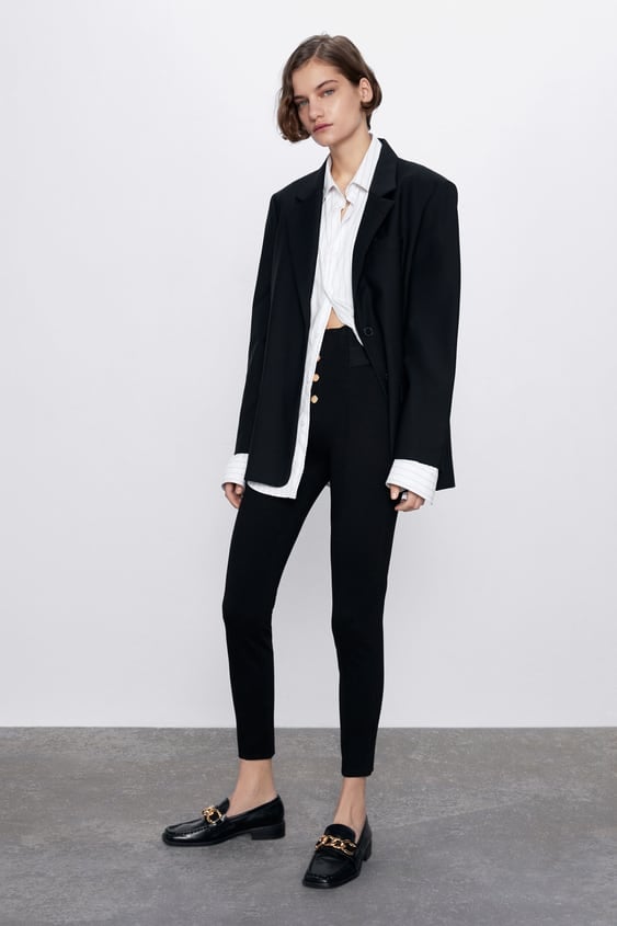 Zara Leggings With Gold Buttons | How to Make Leggings Look Cute While Lounging at Home 