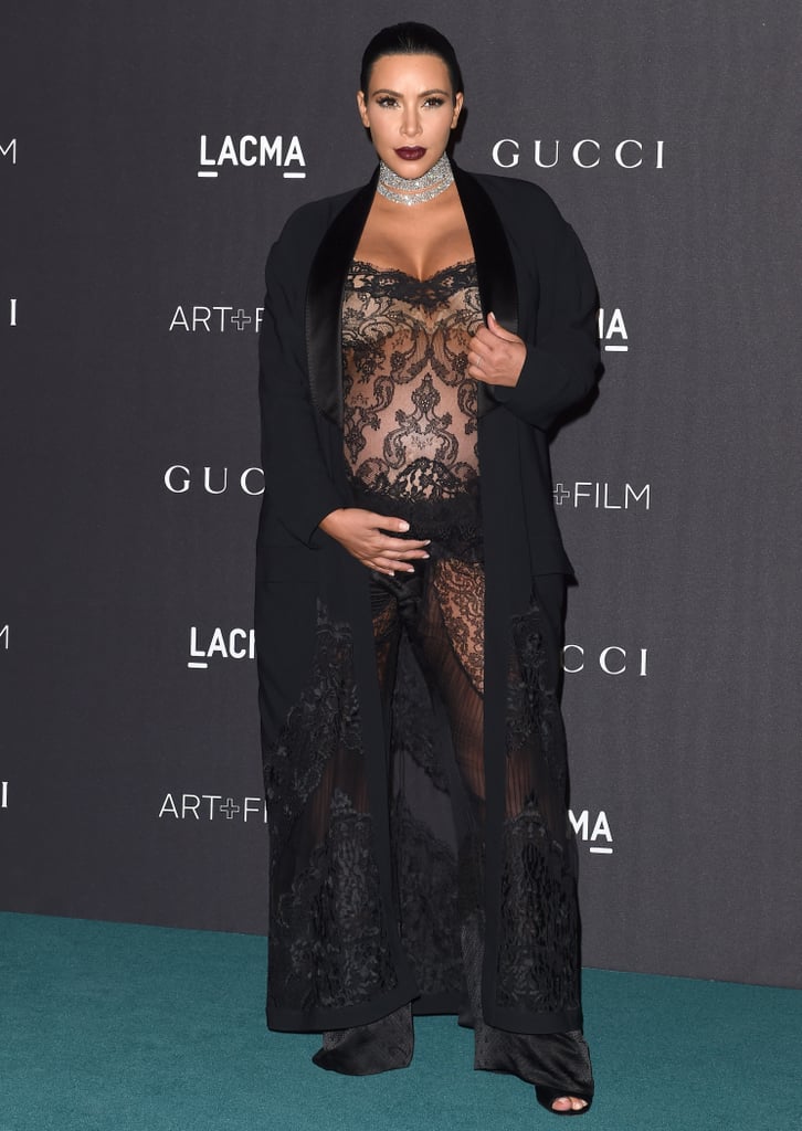Kim Kardashian Wearing a Lace Givenchy Jumpsuit