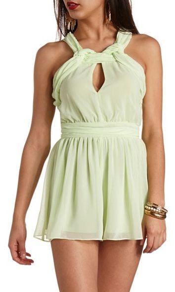 Charlotte Russe Cutout Ruched Chiffon Romper ($35)