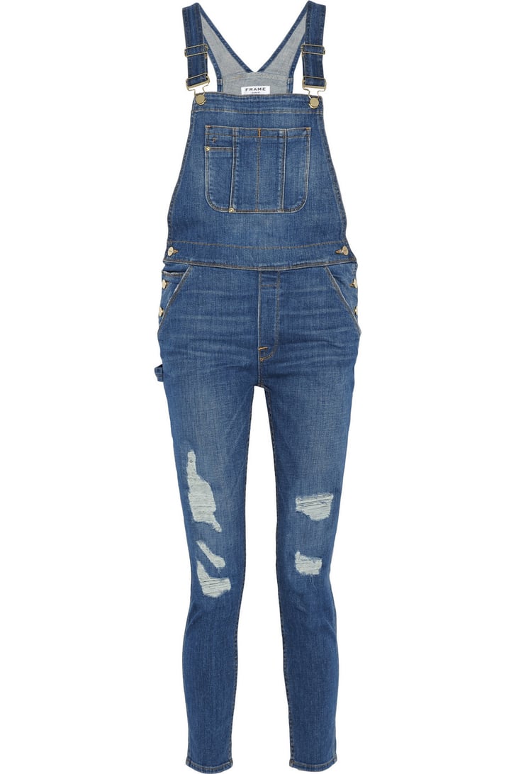 Frame Denim Le Garcon Distressed Stretch-Denim Overalls ($330) | Spring ...