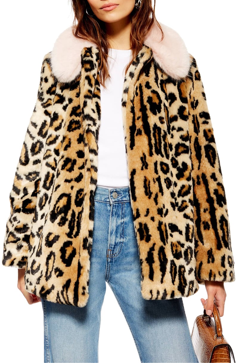 Topshop Zoey Faux Fur Leopard Jacket