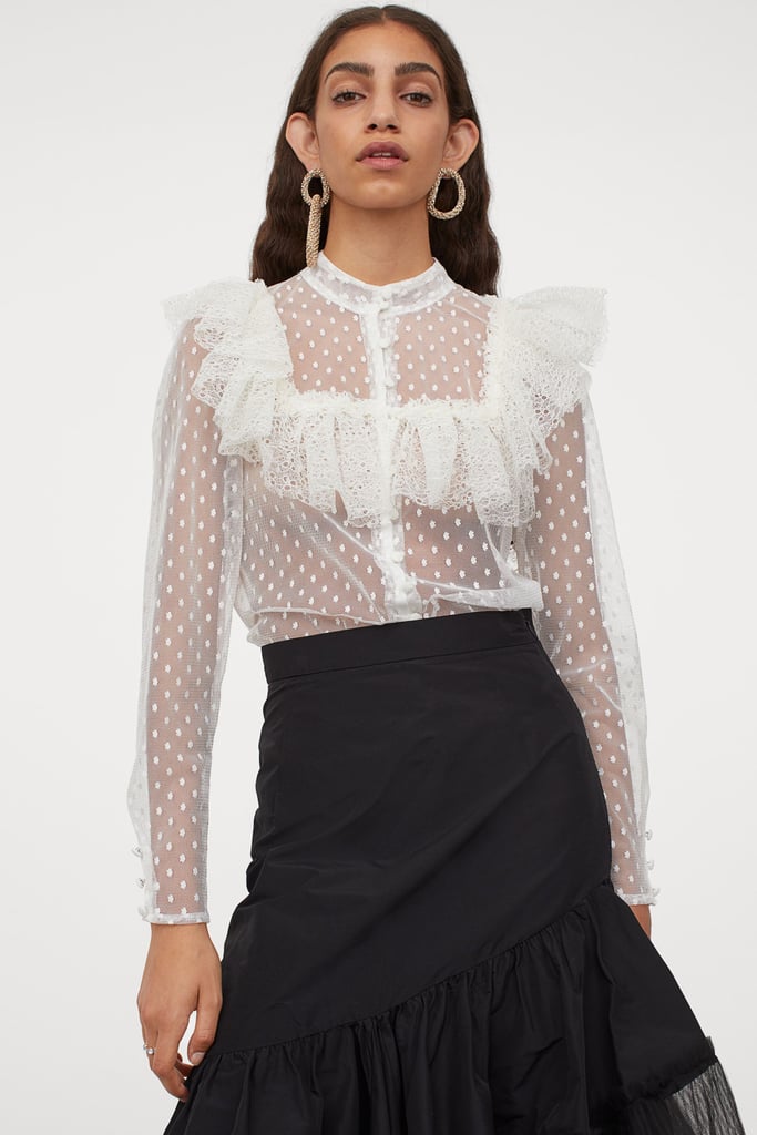 Flounced Tulle Blouse