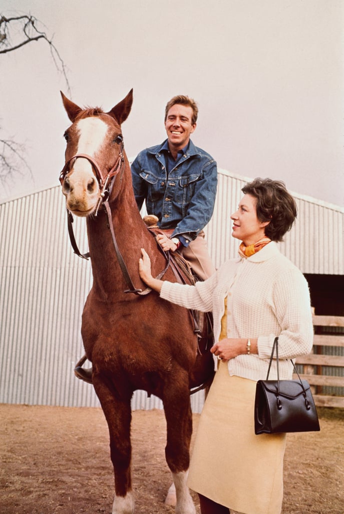 Lord Snowden took a horse for a spin while visiting the ranch, which was owned by former US ambassador to Great Britain Lewis Douglas.