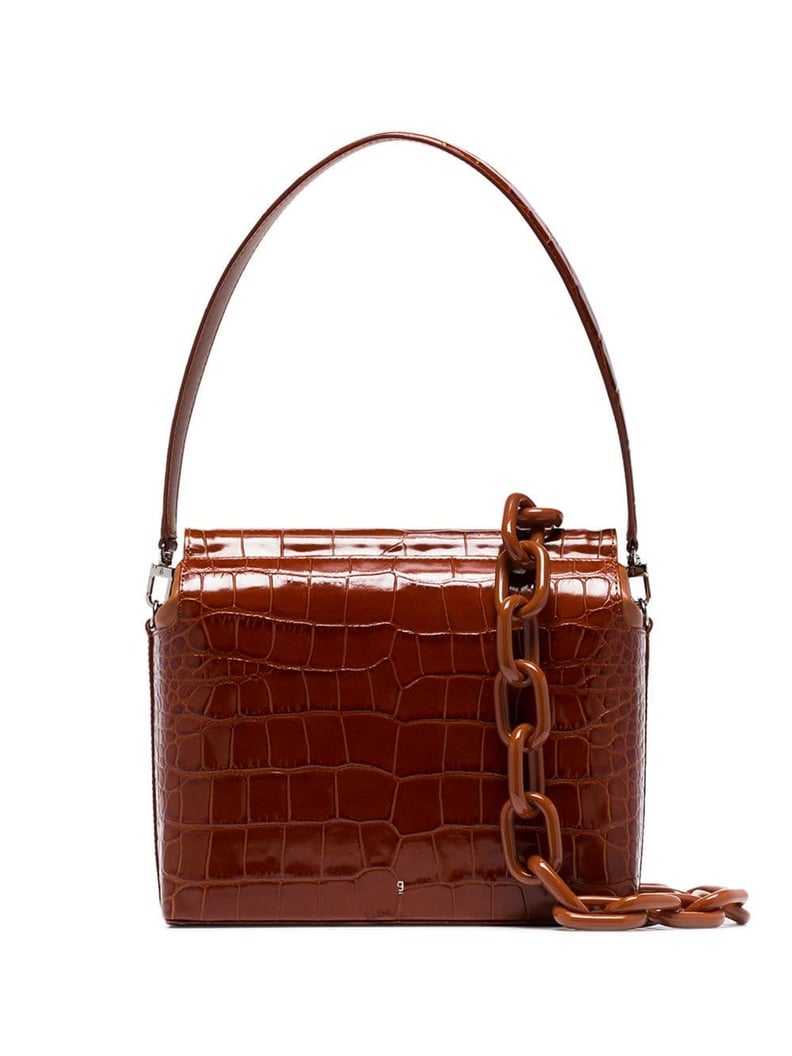 Gu_De Brown Duet Medium Croc-Effect Leather Shoulder Bag