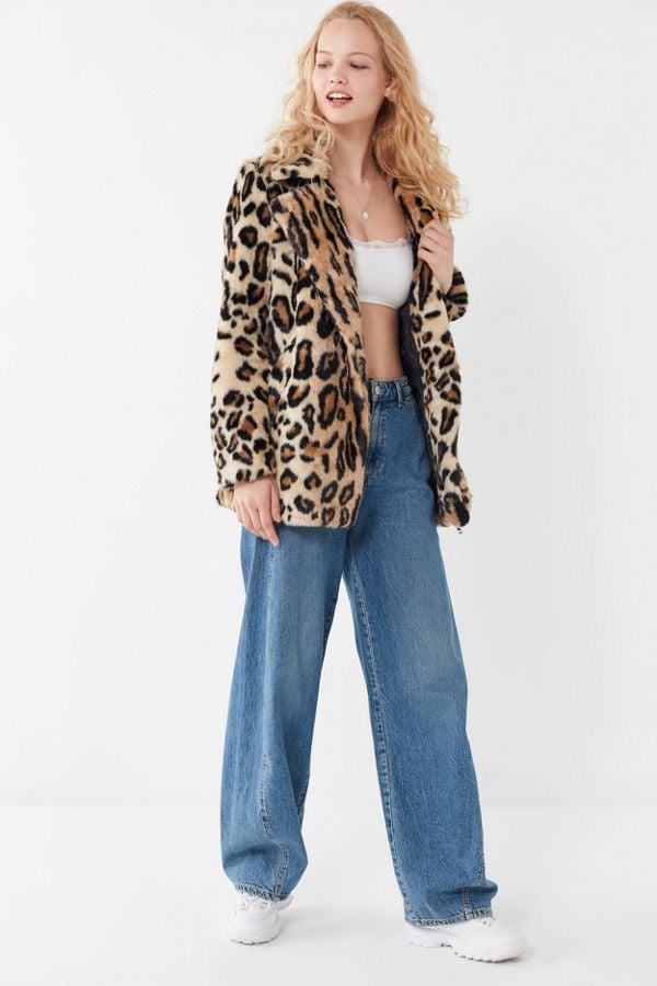 Apparis Violette Leopard Print Faux Fur Coat