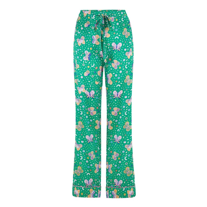 Sleepy Wilson Poppy Silk Pyjama Trousers in Rainforest