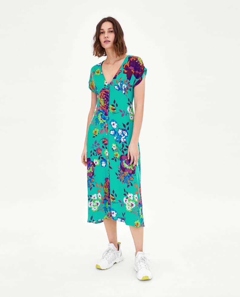 Zara Floral Dress With Buttons