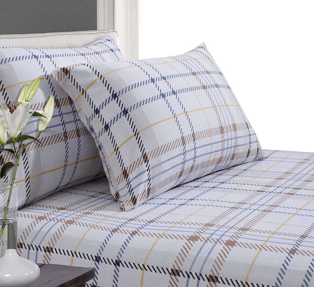 Tribeca Living Plaid Printed Deep Pocket Flannel Sheet Set