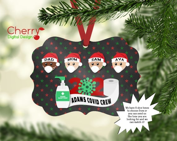 Details about   Christmas Tree Ornament Quarantine Family Lockdown Home Decoration Preorder 