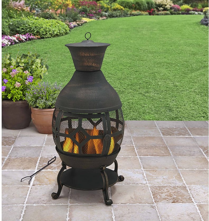 A Chiminea Firepit: Better Homes and Gardens Antique Bronze Cast Iron Pit