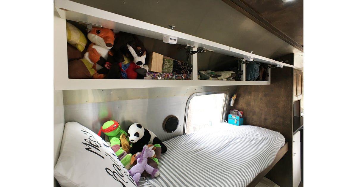 There S Also Above Bed Storage This Family Of 6 Lives In A 31 Foot Vintage Airstream Just Wait Till You See The Inside Popsugar Family Photo 24