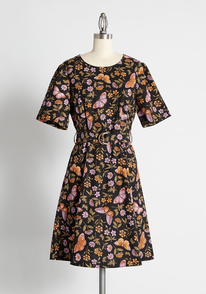 Modcloth The Secret Butterfly Garden Belted Dress