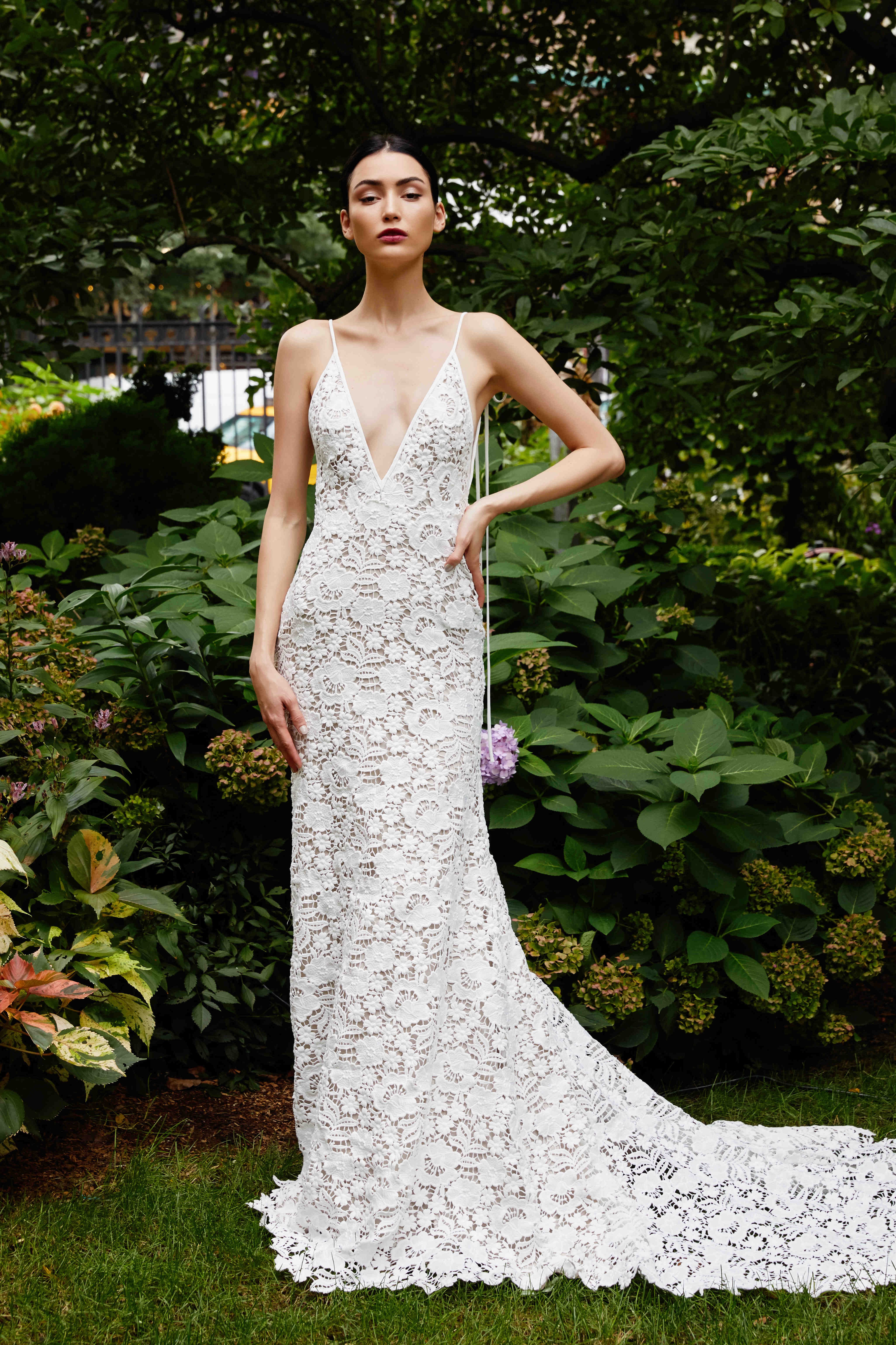 Reem Acra 2019 Lace High Neck Wedding Dress With High Neck And