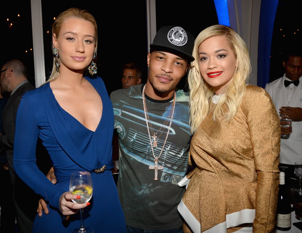 Iggy Azalea, T.I., and Rita Ora posed at the Grammys VIP Host Dinner.
