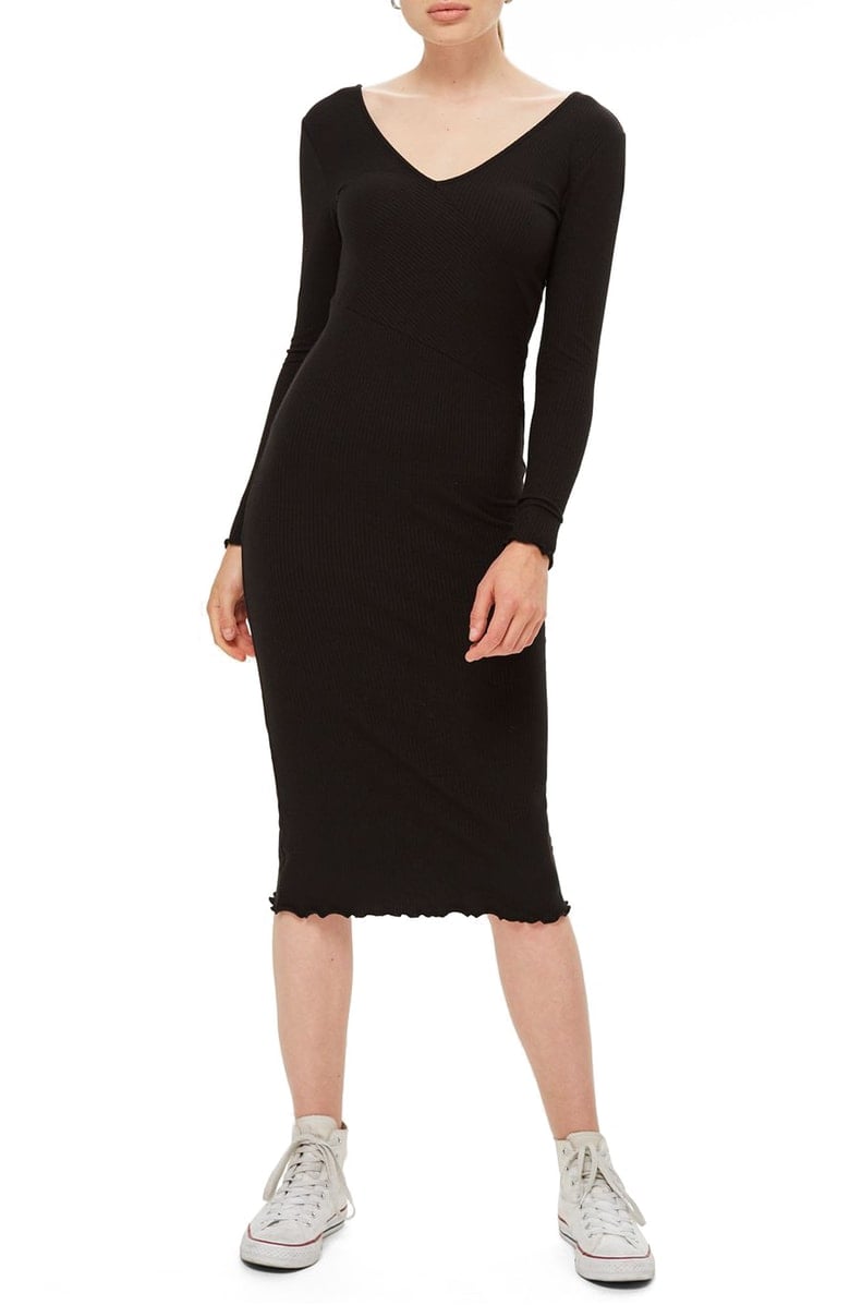 strapless open back dress Brown Ribbed Long Sleeve Maternity Wrap Dress – PinkBlush main image 1