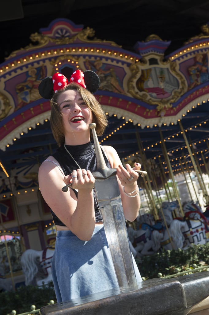 Game of Thrones star Maisie Williams wore Minnie Mouse ears during her August 2013 trip to Disneyland.