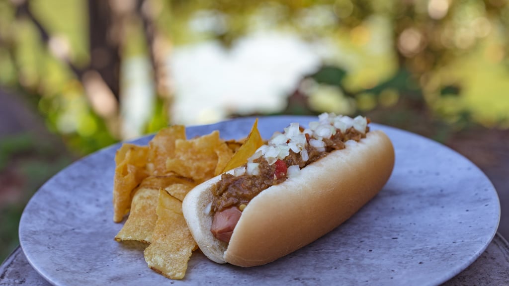 Lentil Chili Vegan Hot Dog