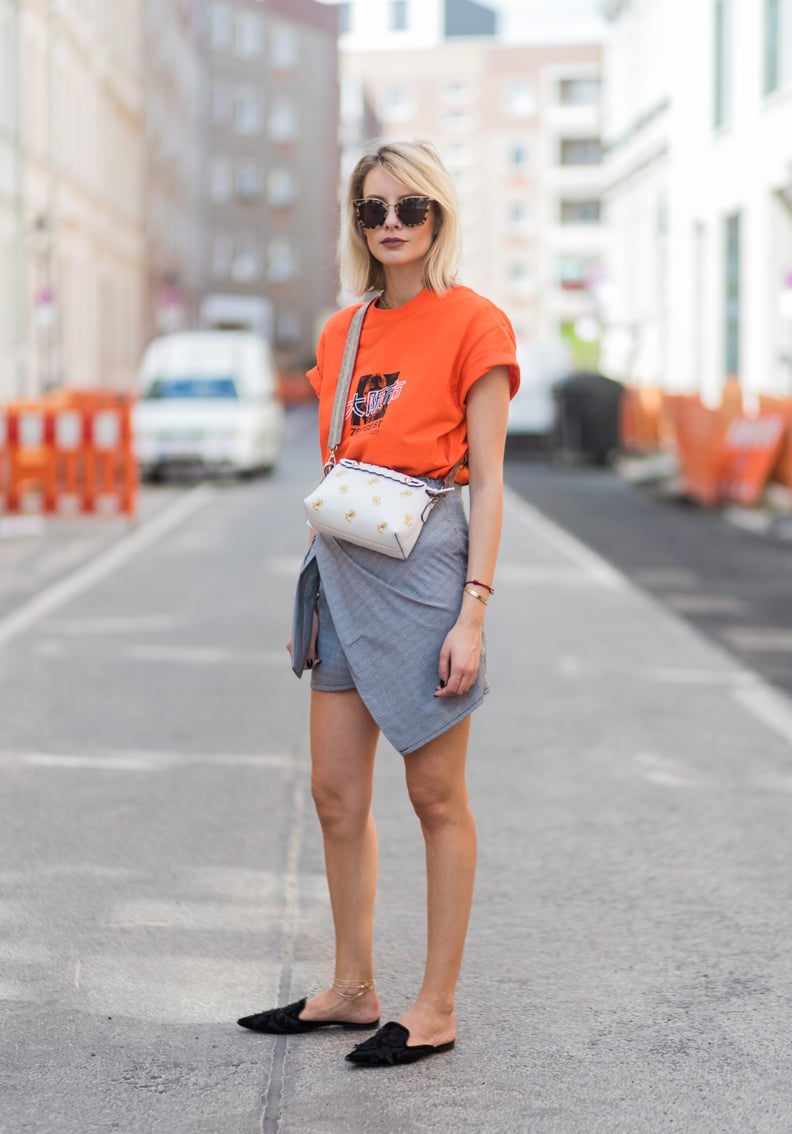 Wear It With a Bright-Colored Tee and Open-Back Loafers