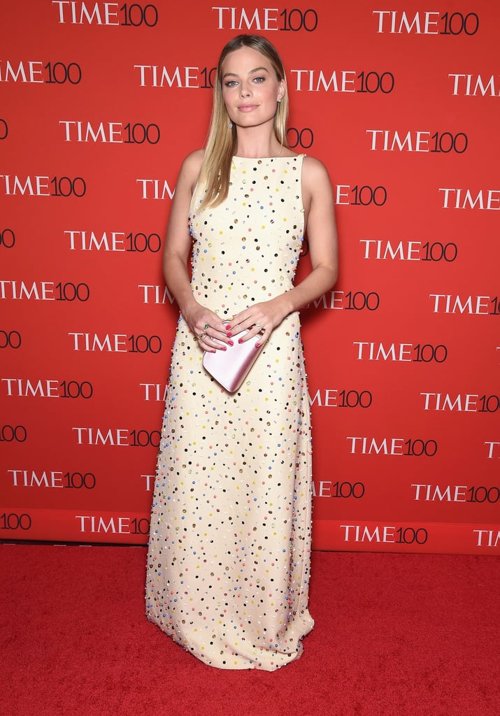Margot wore a splashy Prada dress with Delfina Delettrez jewels at the Time 100 Gala in April 2017.
