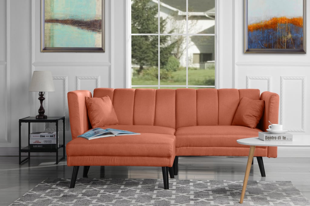 Mid-Century Modern Linen Fabric Futon Sofa Bed