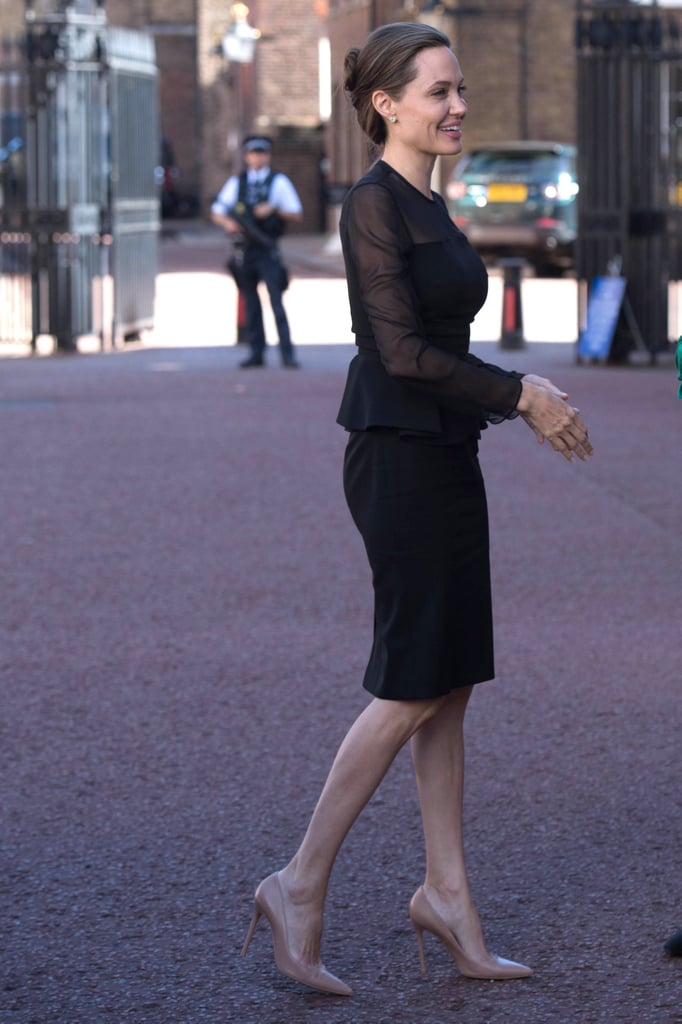 Angelina Jolie Wears Black Dress in London Sept. 2016