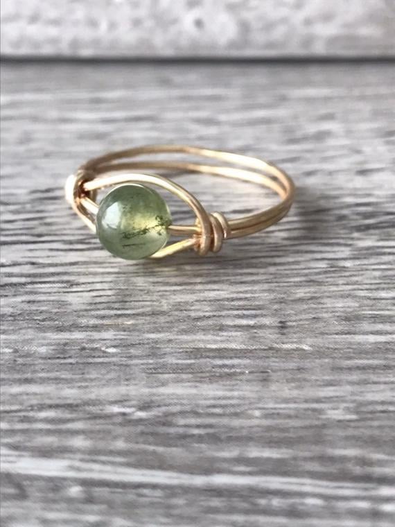 Fidget Green Jasper Ring With Gold Band