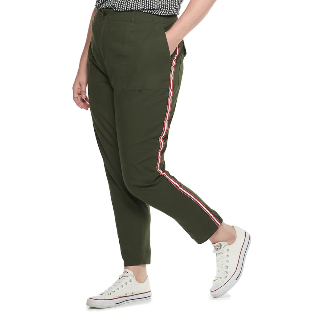 Constrast-Stripe Ankle Pants