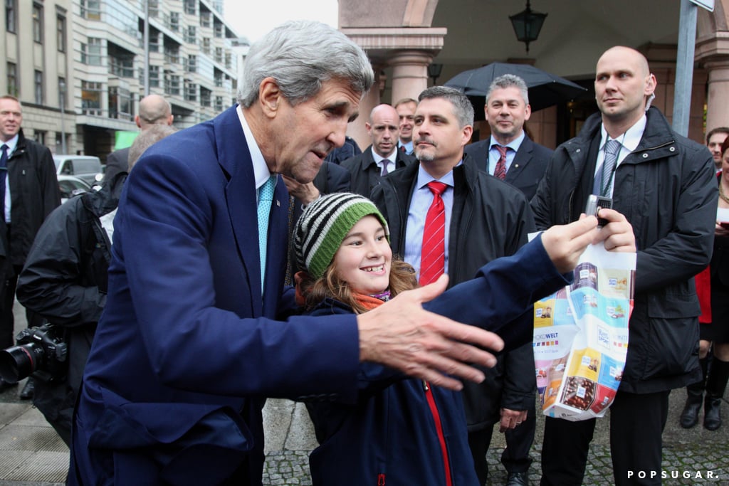 Secretary of State John Kerry took a sweet selfie with a young fan in Berlin on Wednesday.