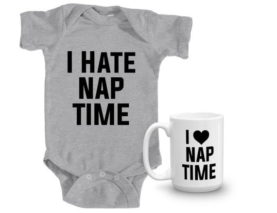 I Love Naptime Coffee Mug and I Hate Naptime Onesie Set