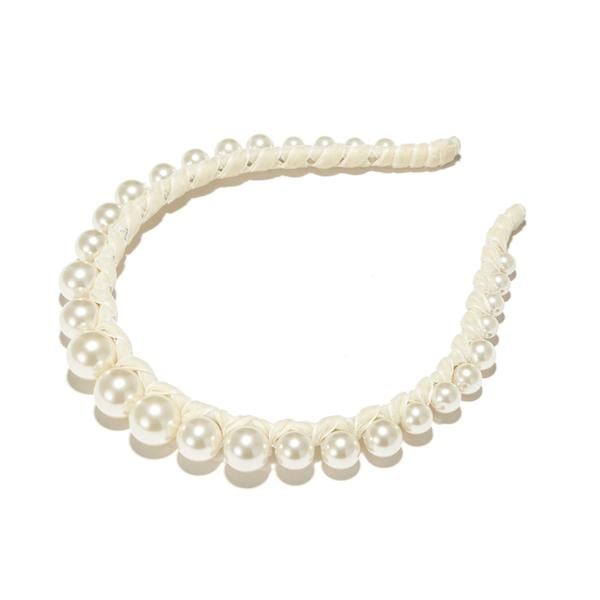 Lele Sadoughi Ivory Graduated Pearl Velvet Strand Headband