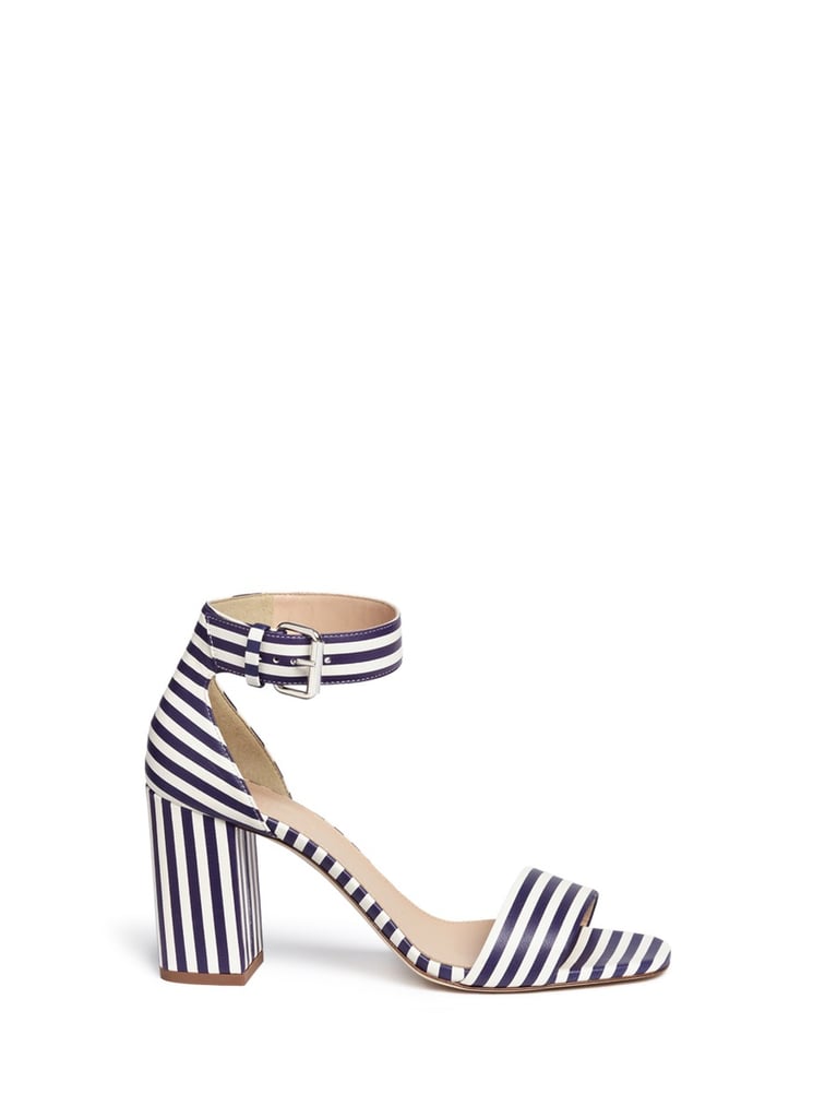 black and white striped block heel