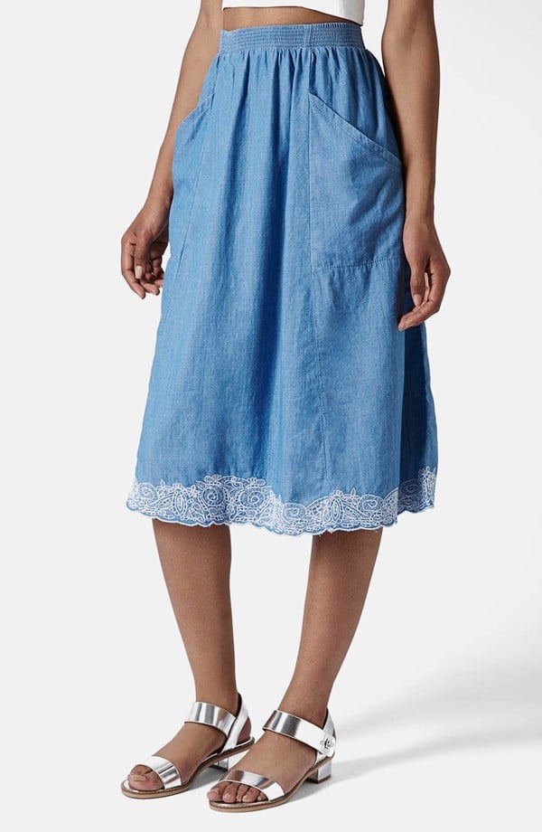 topshop denim midi skirt