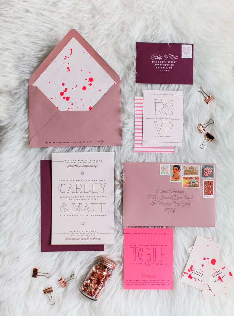Embrace your color scheme on the invites.