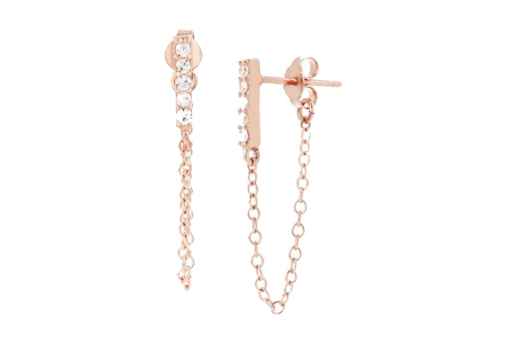 MINED Pavé Diamond Bar Chain Earrings, Assorted Metals ($225)