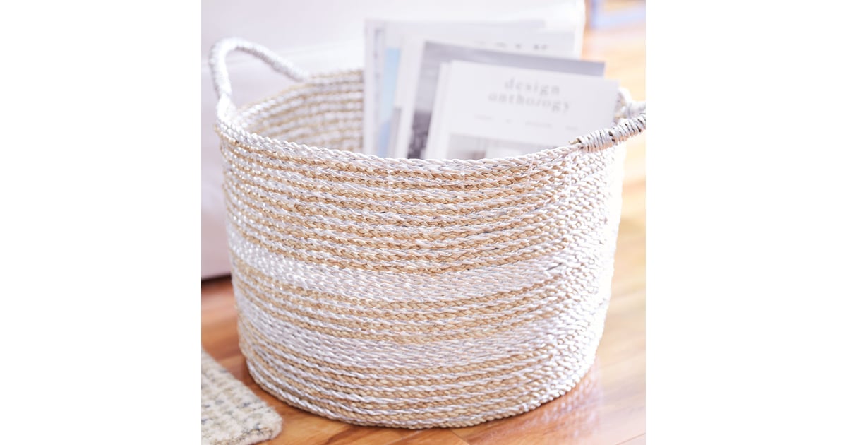 Laguna Natural and Silver Round Wicker Basket Best Pier 1 Imports