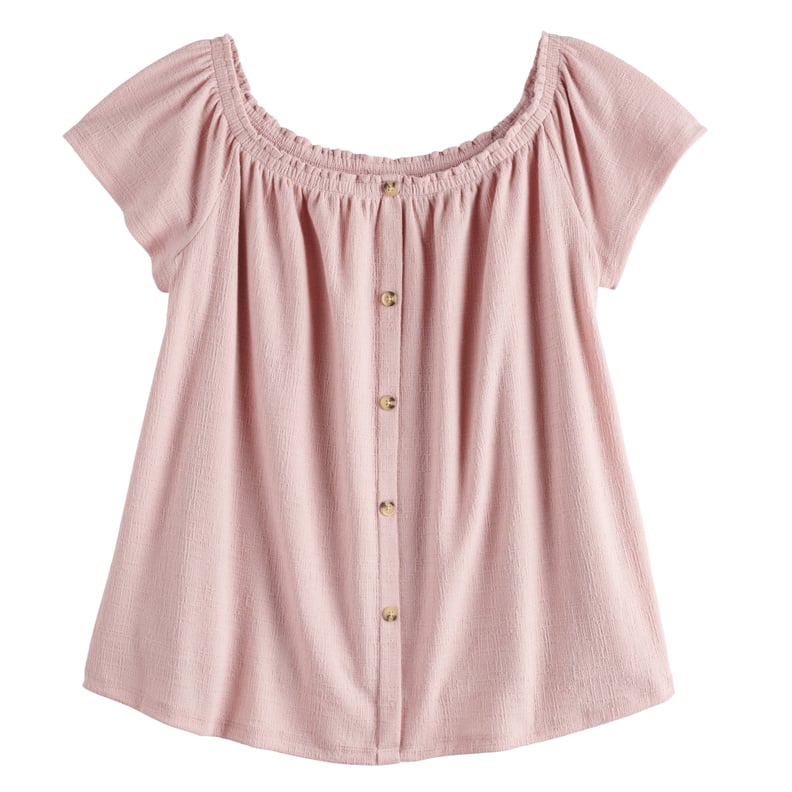 POPSUGAR Off-the-Shoulder Button Front Top