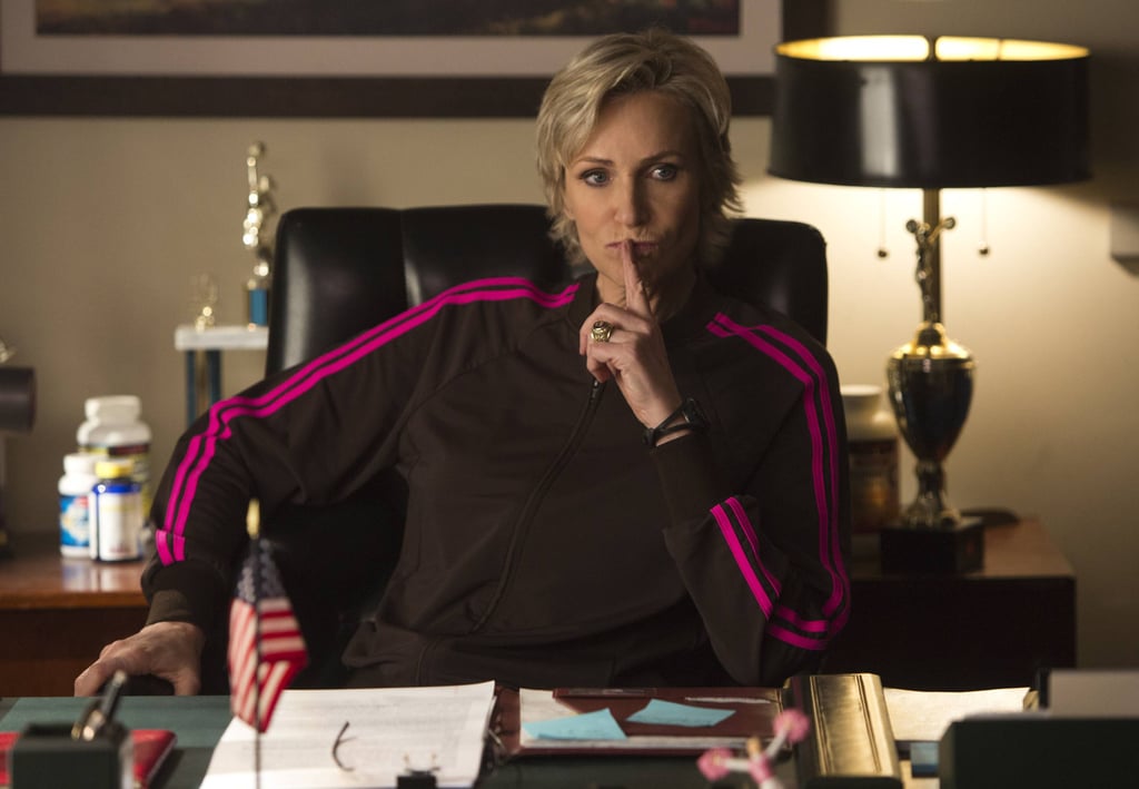Sue (Jane Lynch) is likely up to no good.