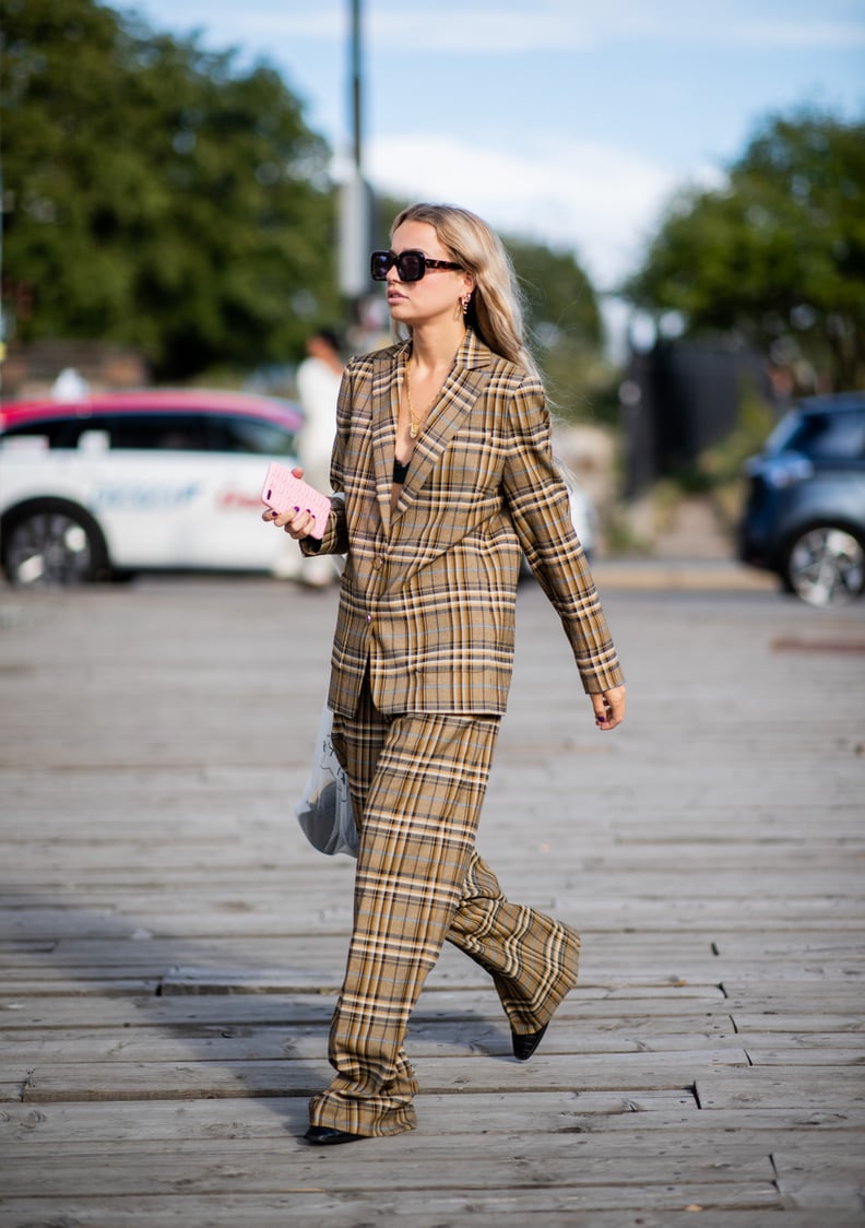 In a boxy cut, a plaid suit takes on a more contemporary feel.