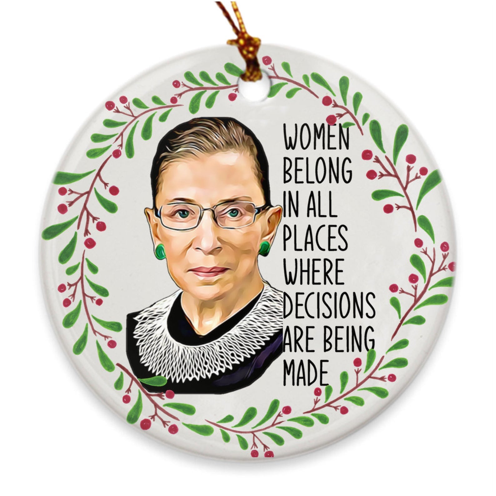 Ruth Bader Ginsburg Christmas Ornament