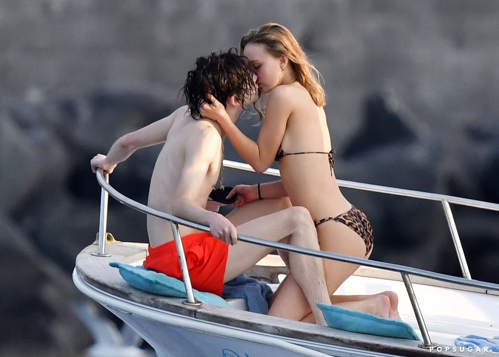 Timothée Chalamet Lily-Rose Depp Kissing on a Boat in Italy